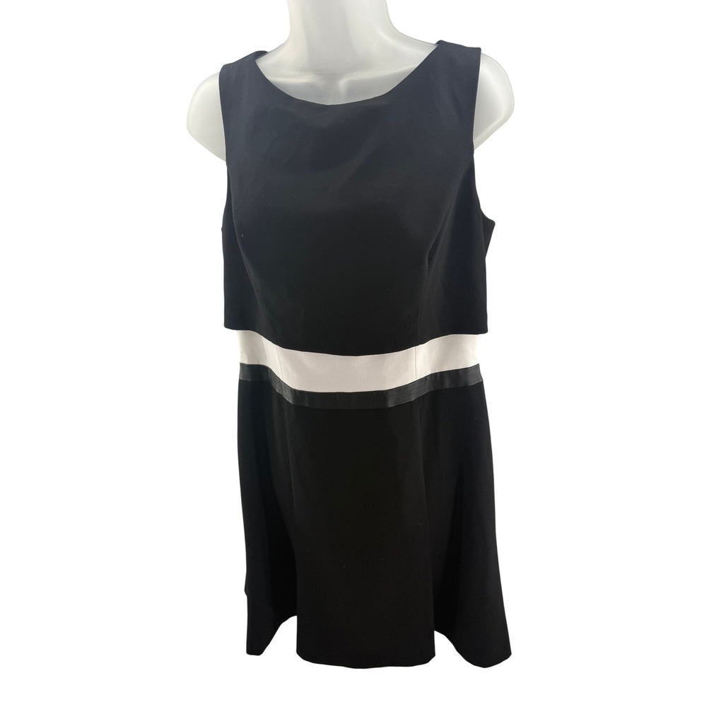 Lauren Ralph Lauren Black White Lined Sheath Dress Womens Size 10